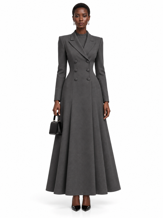 Charcoal Structured Wide Leg Maxi Dress